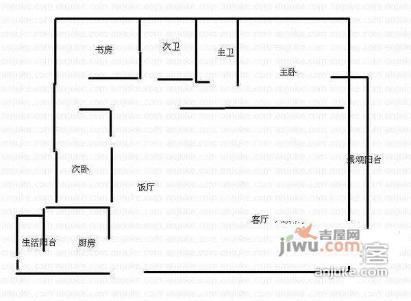 麒龙山水3室2厅2卫146㎡户型图