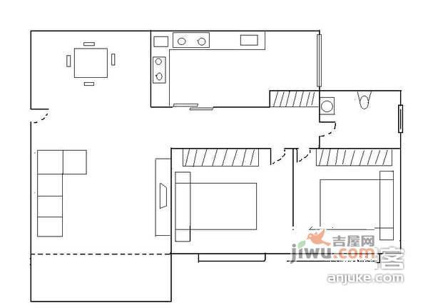 临江苑2室2厅1卫90㎡户型图