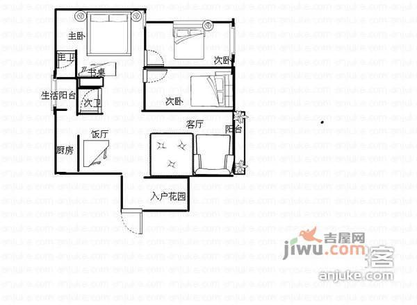 晋愉绿岛蓝溪3室2厅2卫145㎡户型图