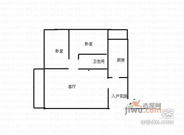 东方港湾2室1厅1卫78㎡户型图