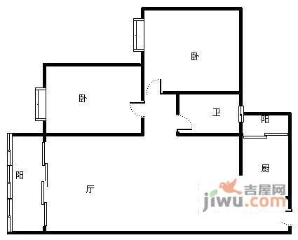 东方港湾2室2厅1卫79㎡户型图