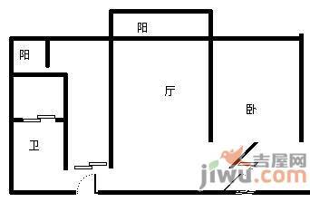 东方港湾1室1厅1卫54㎡户型图