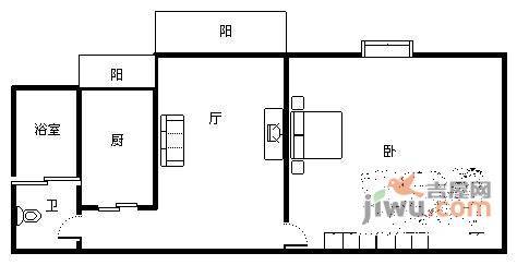 东方港湾1室1厅1卫54㎡户型图