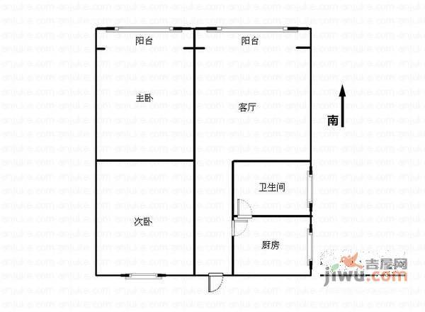 报社小区2室1厅1卫97㎡户型图