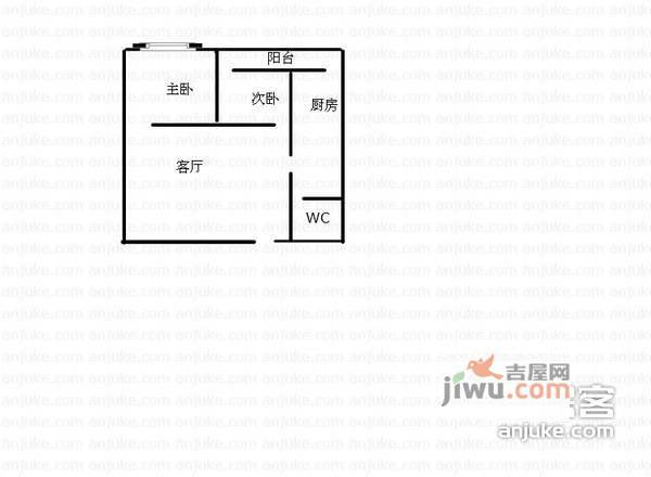 渝中世纪2室1厅1卫50㎡户型图