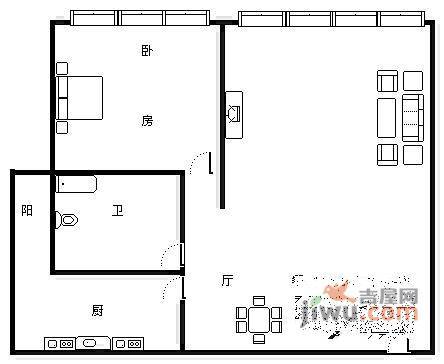 泰亨彩云印象1室1厅1卫62㎡户型图