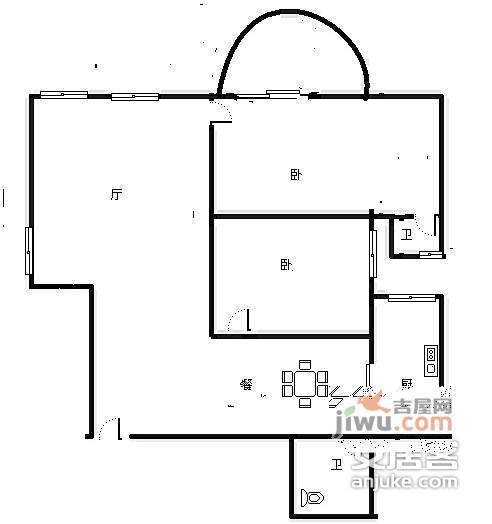 千竹景苑2室2厅2卫99㎡户型图