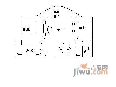 美堤雅城2室2厅1卫97㎡户型图