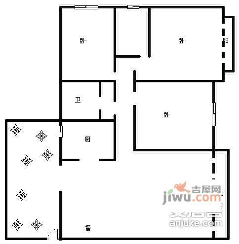 美堤雅城3室2厅1卫97㎡户型图