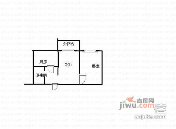 菲尔小城1室1厅1卫50㎡户型图