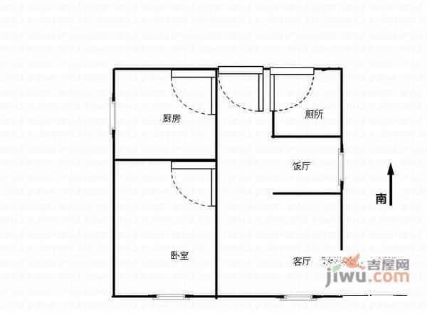 菲尔小城1室1厅1卫50㎡户型图