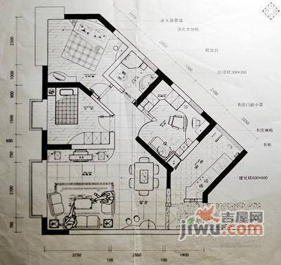 旭东家天下3室2厅1卫106㎡户型图