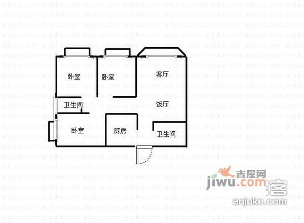 旭东家天下3室2厅1卫106㎡户型图