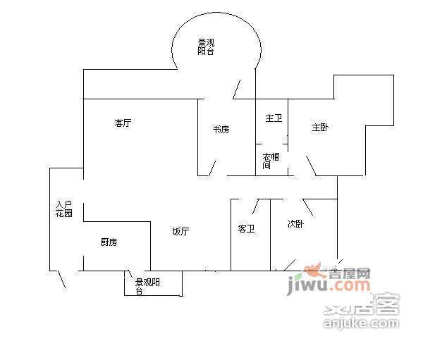 云满庭B区3室2厅2卫122㎡户型图