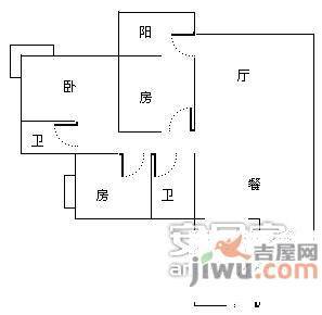 云满庭B区3室2厅2卫122㎡户型图