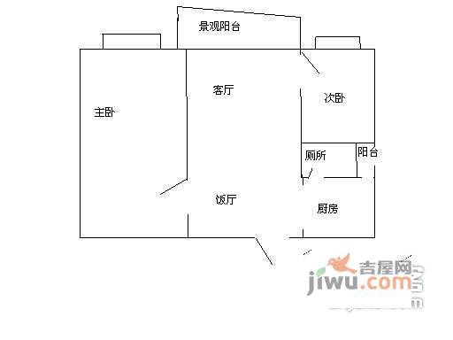 云满庭B区2室2厅1卫103㎡户型图