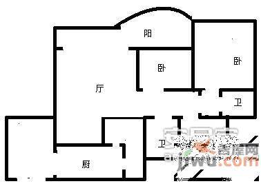 云满庭B区3室2厅2卫122㎡户型图