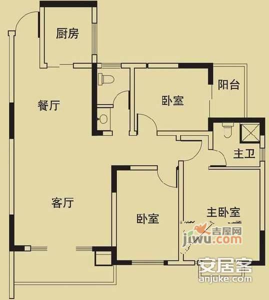 新城馨苑3室2厅1卫97㎡户型图