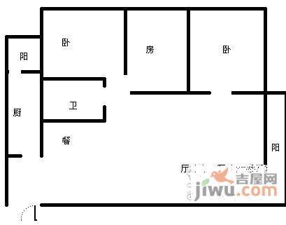 金香林3室2厅1卫101㎡户型图