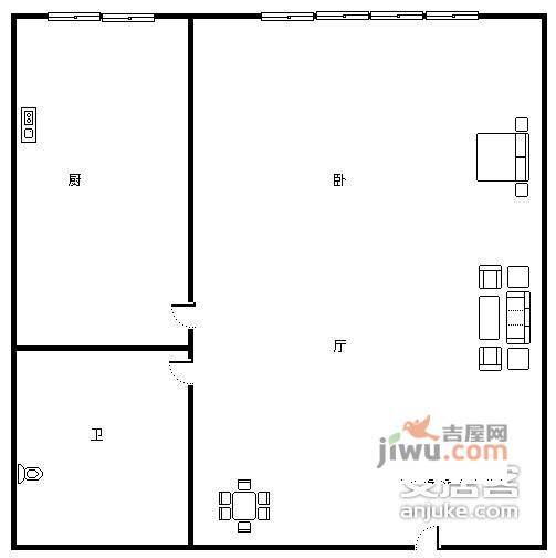 康德糖果盒1室1厅1卫42㎡户型图