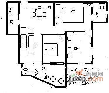 升伟新天地3室2厅2卫116㎡户型图