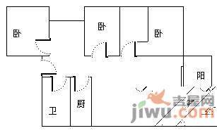 升伟新天地3室2厅1卫116㎡户型图