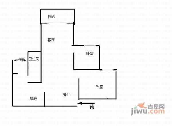 光宇阳光地中海2室2厅1卫85㎡户型图