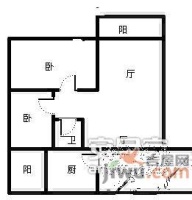 升伟新意境2室2厅1卫78㎡户型图