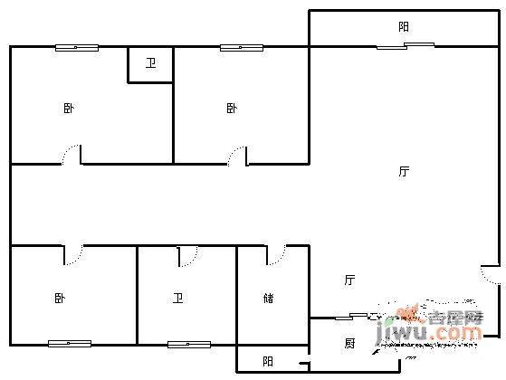 升伟新意境3室2厅2卫128㎡户型图