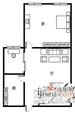 奇峰自由湾2室1厅1卫47㎡户型图