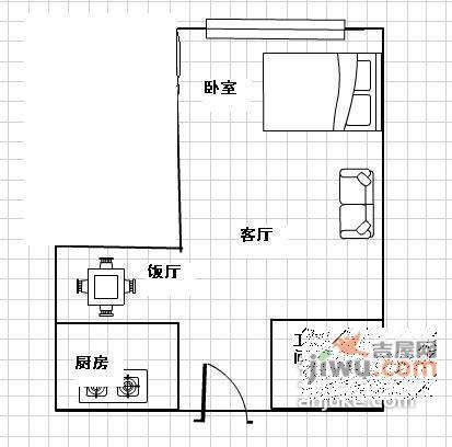 奇峰自由湾1室0厅1卫45㎡户型图