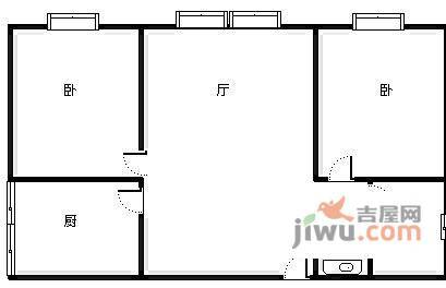 奇峰自由湾2室2厅1卫50㎡户型图