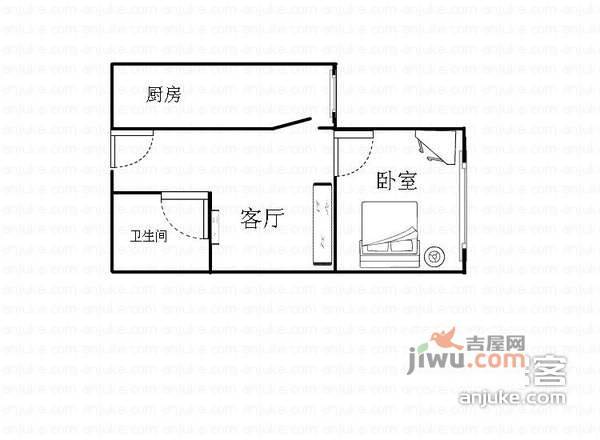 奇峰自由湾1室1厅1卫51㎡户型图