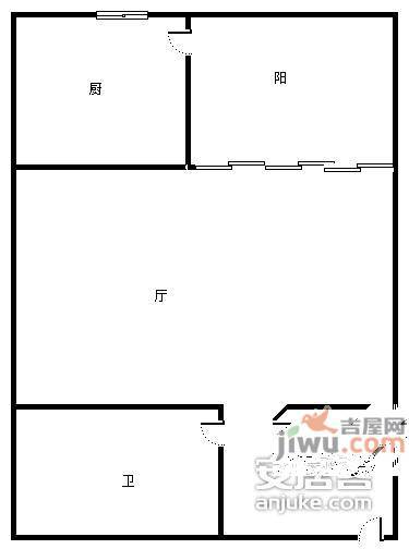 昆腾东方巴塞1室1厅1卫50㎡户型图