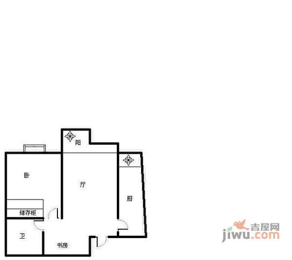 骏逸江南1室1厅1卫64㎡户型图