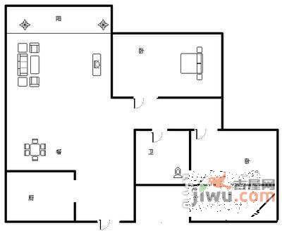 安信家园2室2厅2卫83㎡户型图