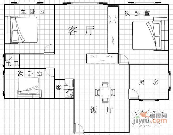 安信家园3室2厅2卫117㎡户型图