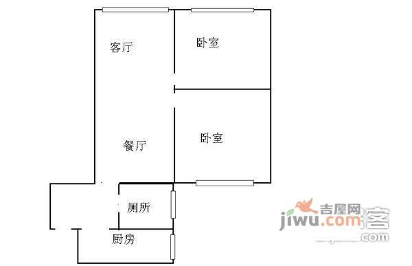 开发区小区2室2厅1卫97㎡户型图