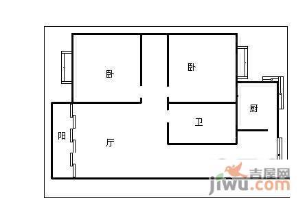 金鹏北城旺角2室1厅1卫87㎡户型图