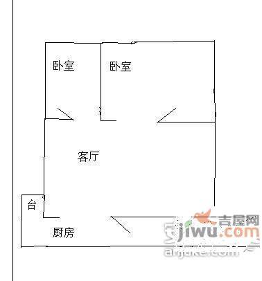 怡锦苑2室1厅1卫58㎡户型图