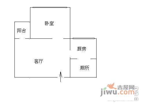 天龙广场1室1厅1卫46㎡户型图