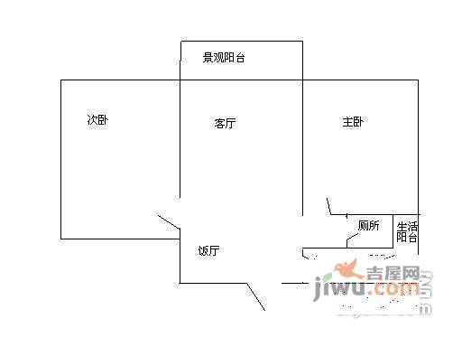 天龙广场2室2厅1卫91㎡户型图