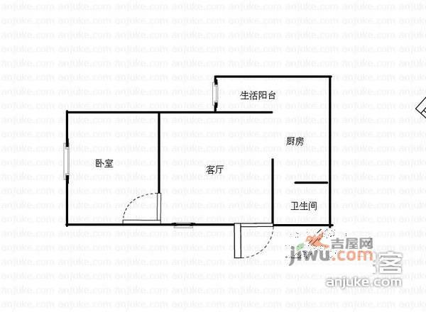 天龙广场1室1厅1卫46㎡户型图