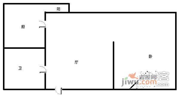 天龙广场1室1厅1卫46㎡户型图