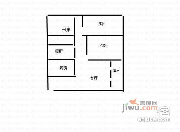 江南水乡3室2厅1卫111㎡户型图