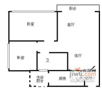 祺山品阁2室1厅1卫73㎡户型图