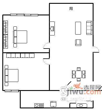 四海花园2室2厅1卫户型图