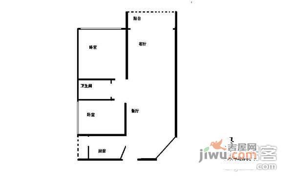 海宇状元府第2室1厅1卫86㎡户型图