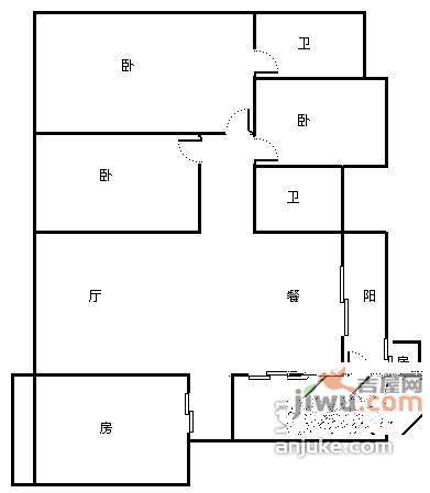 长安丽都3室2厅2卫138㎡户型图