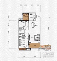 协信阿卡迪亚2室2厅1卫71㎡户型图